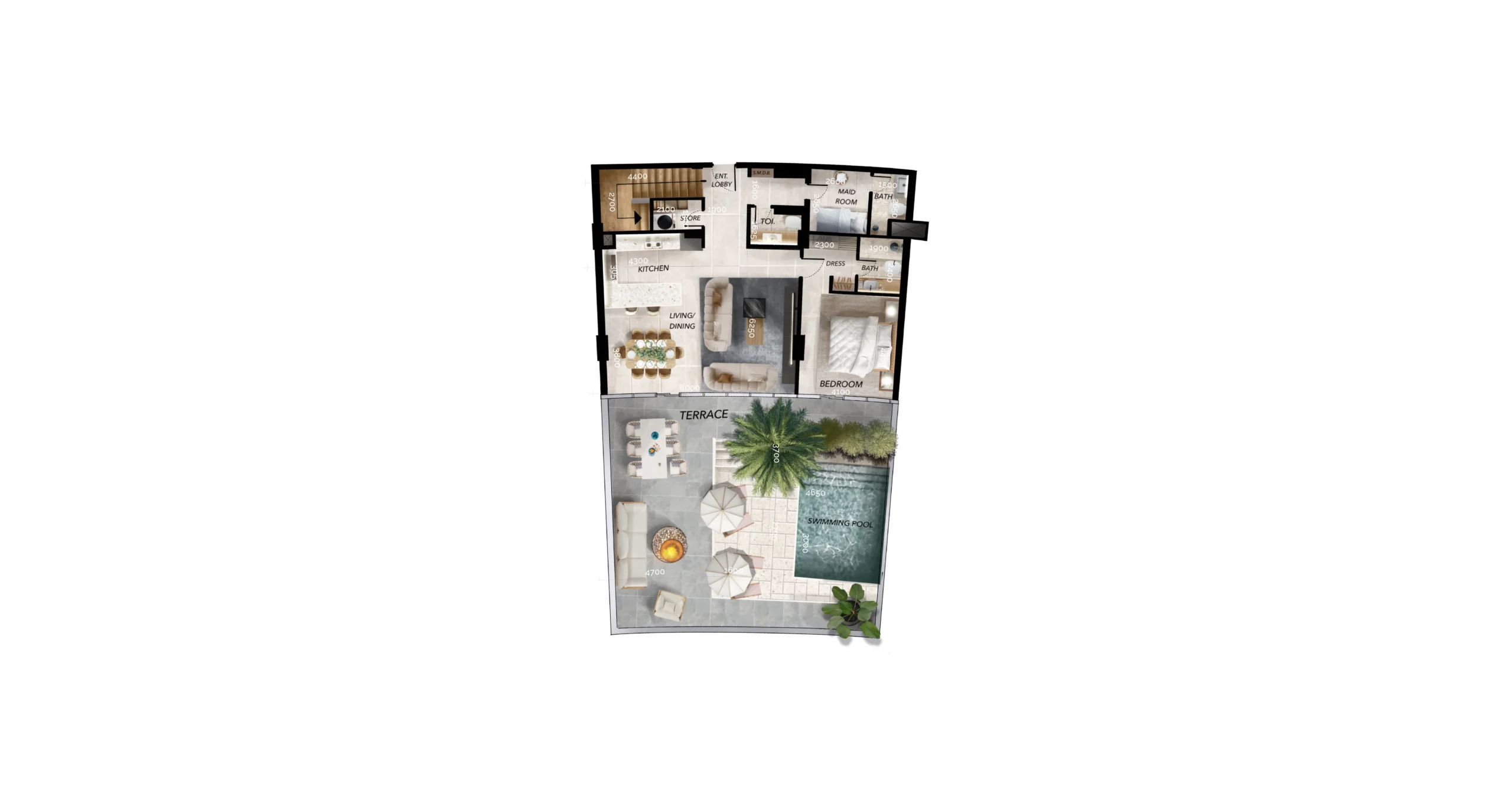 3 bedroom Duplex radiant waves