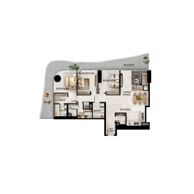 3 bedroom layout radiant waves